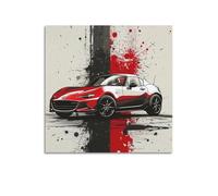 XKUGA JDM - Poster con auto rossa MX-5 Giappone di lusso, poster decorativo da parete su tela, poster decorativo moderno per camera da letto, per famiglia e camera da letto, 40 x 40 cm
