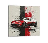 XKUGA JDM - Poster con auto rossa MX-5 Giappone di lusso, poster decorativo da parete su tela, poster decorativo moderno per camera da letto, per camera da letto, 70 x 70 cm