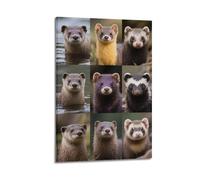 XKUGA Mustelidae - Poster decorativo da parete su tela, motivo: animali selvatici, carini carnivori, stampa moderna, poster decorativo per camera da letto (50 x 75 cm)