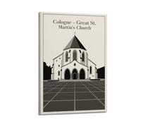 XKUGA Poster da parete in stile rétro, motivo "Chiesa di San Martino" di Colonia, poster decorativo da parete su tela, poster decorativo moderno per camera da letto, 30 x 45 cm
