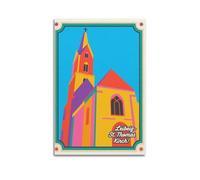XKUGA Poster da parete in stile retrò, stampa artistica su tela, motivo: chiesa di San Tommaso di Lipsia, decorazione moderna per la camera da letto, 30 x 45 cm