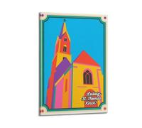 XKUGA Poster da parete in stile retrò, stampa artistica su tela, motivo: chiesa di San Tommaso di Lipsia, decorazione moderna per camera da letto, 50 x 75 cm