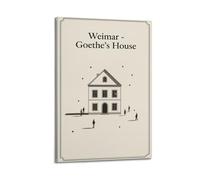 XKUGA Poster da parete su tela, stile retrò, motivo: casa di Weimar Goethe, con stampa moderna su tela, poster decorativo per la camera da letto (50 x 75 cm)