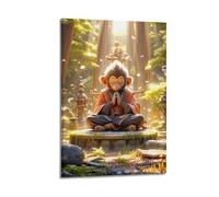 XKUGA Poster decorativo da parete con animali giapponesi, con scimmie e meditazione, stampa artistica su tela, poster decorativo moderno, per camera da letto, per camera da letto (50 x 75 cm)