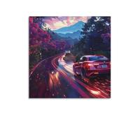 XKUGA Poster decorativo da parete con auto di lusso Italia, Giulia Quadrifoglio con auto sportiva, poster decorativo da parete su tela, poster decorativo moderno per la camera da letto, 30 x 30 cm