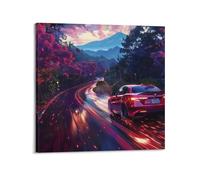 XKUGA Poster decorativo da parete con auto di lusso Italia, Giulia Quadrifoglio con auto sportiva, poster decorativo da parete su tela, poster decorativo moderno per la camera da letto, 40 x 40 cm