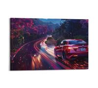 XKUGA Poster decorativo da parete con auto di lusso Italia, Giulia Quadrifoglio con auto sportiva, poster decorativo da parete su tela, poster decorativo moderno per la camera da letto, 40 x 60 cm