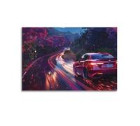 XKUGA Poster decorativo da parete con auto di lusso Italia, Giulia Quadrifoglio con auto sportiva, poster decorativo da parete su tela, poster decorativo moderno per la camera da letto, 40 x 60 cm