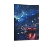 XKUGA Poster decorativo da parete con auto di lusso Italia, Giulia Quadrifoglio, poster decorativo da parete su tela, poster decorativo moderno per camera da letto, per camera da letto, 60 x 90 cm
