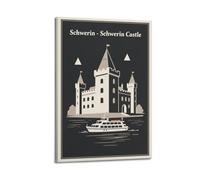 XKUGA Poster decorativo da parete in stile retrò, motivo: Europa tedesca, castello di Schwerin, stampa artistica su tela, poster decorativo moderno, per camera da letto, per camera da letto, 50 x 75