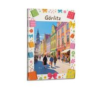 XKUGA Poster decorativo da parete in stile retrò, motivo: Görlitz, città vecchia, con stampa moderna su tela, poster decorativo per la camera da letto, 50 x 75 cm