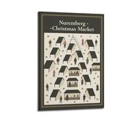 XKUGA Poster decorativo da parete in stile vintage, motivo: Germania Norimberga, Mercatino di Natale, stampa artistica su tela, poster decorativo moderno per camera da letto, 30 x 45 cm