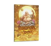 XKUGA Poster religioso con Buddha Maitreya sul trono di loto, poster decorativo da parete su tela, stampa moderna per camera da letto, per camera da letto, 40 x 60 cm
