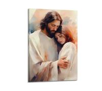 XKUGA Poster religioso con Gesù e la ragazza, poster decorativo da parete su tela, stampa artistica moderna, poster decorativo per la camera da letto, per la camera da letto (60 x 90 cm)
