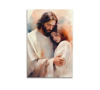XKUGA Poster religioso con Gesù e la ragazza, poster decorativo da parete su tela, stampa artistica moderna, poster decorativo per la camera da letto, per la famiglia (40 x 60 cm)