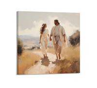 XKUGA Poster religioso con Gesù e la ragazza, poster decorativo da parete su tela, stampa artistica moderna, poster decorativo per la camera da letto (60 x 60 cm)