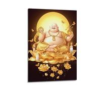 XKUGA Poster religioso con il Buddha Maitreya che ride su tela, decorativo, poster decorativo da parete e stampa artistica moderna per camera da letto, per la famiglia e la camera da letto, 40 x 60 cm