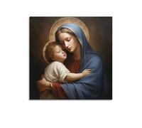 XKUGA Poster religioso con la Vergine Maria che tiene il bambino, poster decorativo da parete su tela, poster artistico e moderno, per camera da letto, 30 x 30 cm