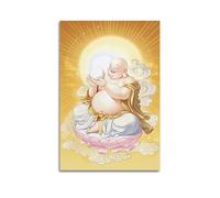 XKUGA Poster religioso Maitreya Buddha sul trono di loto, poster decorativo da parete su tela, stampa artistica su tela, poster decorativo moderno, per camera da letto, per la famiglia (30 x 45 cm)