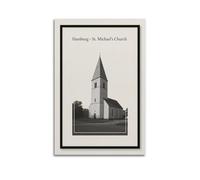 XKUGA Poster retrò da viaggio con chiesa di San Michele, stampa artistica su tela, poster decorativo moderno per camera da letto, per camera da letto, 50 x 75 cm