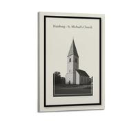 XKUGA Poster retrò da viaggio con chiesa di San Michele, stampa artistica su tela, poster decorativo moderno per camera da letto, per camera da letto, 60 x 90 cm