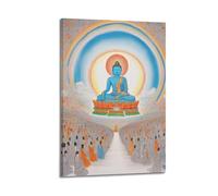 XKUGA Poster su tela con stampa di religione Il Buddha e i seguaci del buddismo, poster decorativo da parete su tela, poster decorativo moderno per camera da letto, per camera da letto, 50 x 75 cm