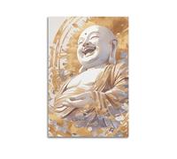 XKUGA Poster su tela, motivo: Buddha Maitreya che ride che ride su tela, poster decorativo da parete con stampa moderna per camera da letto, 30 x 45 cm