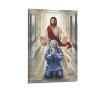 XKUGA Poster su tela, motivo: Religione con Gesù benedice i nostri eroi medici, poster decorativo da parete su tela, stampa moderna, poster decorativo per la camera da letto, 40 x 60 cm