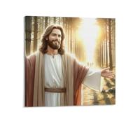 XKUGA Poster su tela, motivo: religione, cristianesimo e Gesù, decorazione artistica da parete, poster moderno, per camera da letto, per la famiglia e la camera da letto, 50 x 50 cm