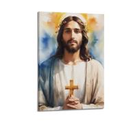 XKUGA Poster su tela, motivo: religione Il grande Gesù il Salvatore, stampa artistica da parete moderna, poster decorativo per la camera da letto, per la camera da letto, 50 x 75 cm