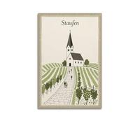 XKUGA Poster su tela, stile retrò, motivo: Europa, motivo: chiesa Staufen, Germania, stampa artistica su tela, poster decorativo moderno, per camera da letto, 40 x 60 cm
