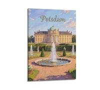 XKUGA Poster su tela, stile retrò, motivo: Palazzo di Potsdam, Sanssouci tedesco, decorazione moderna su tela, poster decorativo per camera da letto, 60 x 90 cm