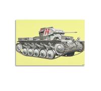 XKUGA Poster vintage con carro armato della seconda guerra mondiale Pz.Kpfw. II Ausf. Un carro armato leggero tedesco, poster decorativo da parete su tela, stampa artistica moderna per la camera da