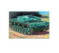 XKUGA Poster vintage con carro armato StuG. III Ausf. B German Assault Gun Poster su tela, poster decorativo da parete e stampa artistica su tela, poster decorativo moderno, per camera da letto, 40 x