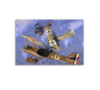 XKUGA Poster vintage della prima guerra mondiale con aereo da combattimento sul tramonto del sole su Werner Voss, poster decorativo su tela, poster decorativo da parete e stampa artistica moderna per