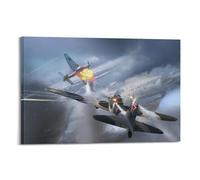 XKUGA Poster vintage su tela, motivo: aereo da combattimento della seconda guerra mondiale, IL-2M Vs Ju-87D3, poster decorativo da parete su tela, poster decorativo per camera da letto, 40 x 60 cm