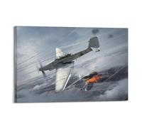 XKUGA Poster vintage su tela, motivo: aereo da combattimento della seconda guerra mondiale, Ju-87D3 Vs IL-2M, poster decorativo su tela, poster decorativo per camera da letto, 50 x 75 cm