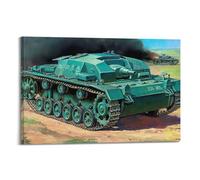 XKUGA Poster vintage su tela, motivo: carro armato StuG. III Ausf B German Assault Gun, poster decorativo da parete su tela, stampa artistica su tela, poster decorativo moderno, per camera da letto