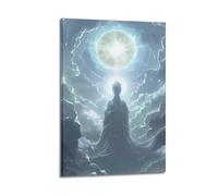 XKUGA Poster zen con Buddha con le mani piegate sulle nuvole, poster decorativo da parete su tela, stampa artistica su tela, poster decorativo moderno per camera da letto e per camera da letto (40 x