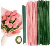 XkuiHF 200pcs Scovolini Colorati per Lavoretti, Pipe Cleaner Flower Set, Pipe Cleaner Craft Accessori DIY Twisted Rod Bouquet Tulipano Pacchetto Materiale Fatto in Casa
