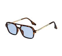 XKUN Occhiali da Sole Retro Doppi Bridges Donne Occhiali da Sole Occhiali da Sole Rosa Gradiente Trending Hollow Leopard Blue Sun Glasses Uomo Shades-Leopard Blue,As The Picture