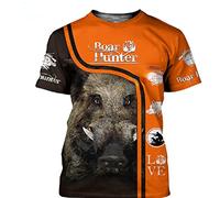 XKYDYF Uomo 3D T Shirt Magliette T-Shirt da Uomo con Stampa 3D da Caccia al Cinghiale Maglietta Casual da Cacciatore Casual A Maniche Corte con Scollo Tondo