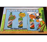 XL Adesivo Pubblicitario Fanta Tre Volte 1986 Paperino Disney 25 x 17 cm