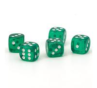 XL dadi (20 mm) transparente/bianche verdi - fatto en germania - WeLoveBeads - 5 pezzi