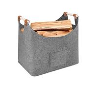 XL Legna da ardere cesto in feltro extra spesso e manico rinforzato | cesta per legna da interno | Cesto pieghevole in legno borsa in feltro come cesto per la spesa (Middle Grey)..