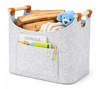 XL Legna da ardere cesto in feltro extra spesso e manico rinforzato | cesta per legna da interno | Cesto pieghevole in legno borsa in feltro come cesto per la spesa (Light Grey)