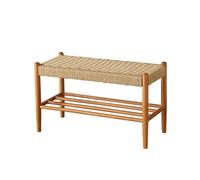 XL Superb Panca da Ingresso in Rattan Intrecciata a Mano Scarpiera di Metà Secolo con Gambe in Legno di Caucciù Panca da Letto per Camera da Letto, Per Ingresso, Camera da Letto 31.5"/80CM