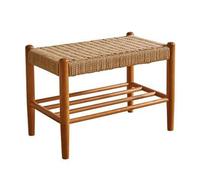 XL Superb Panca da Ingresso in Rattan Intrecciata a Mano Scarpiera di Metà Secolo con Gambe in Legno di Caucciù Panca da Letto per Camera da Letto, Per Ingresso, Camera da Letto 23.6"/60CM