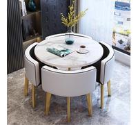 XL Superb Set da pranzo piccolo per 4 persone, set da tavolo da conferenza rotondo multiuso, salvaspazio, per salotto, soggiorno, cucina Black+White