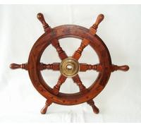 XL Volante Timone Nave Fatto a Mano in Legno e Ottone, 60 CM